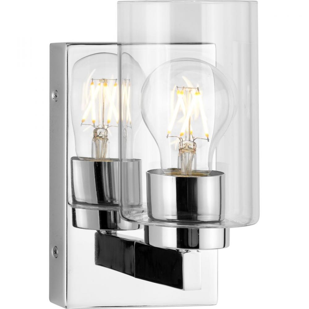 Goodwin Collection One-Light Polished Chrome Modern Vanity Light with Clear Glass