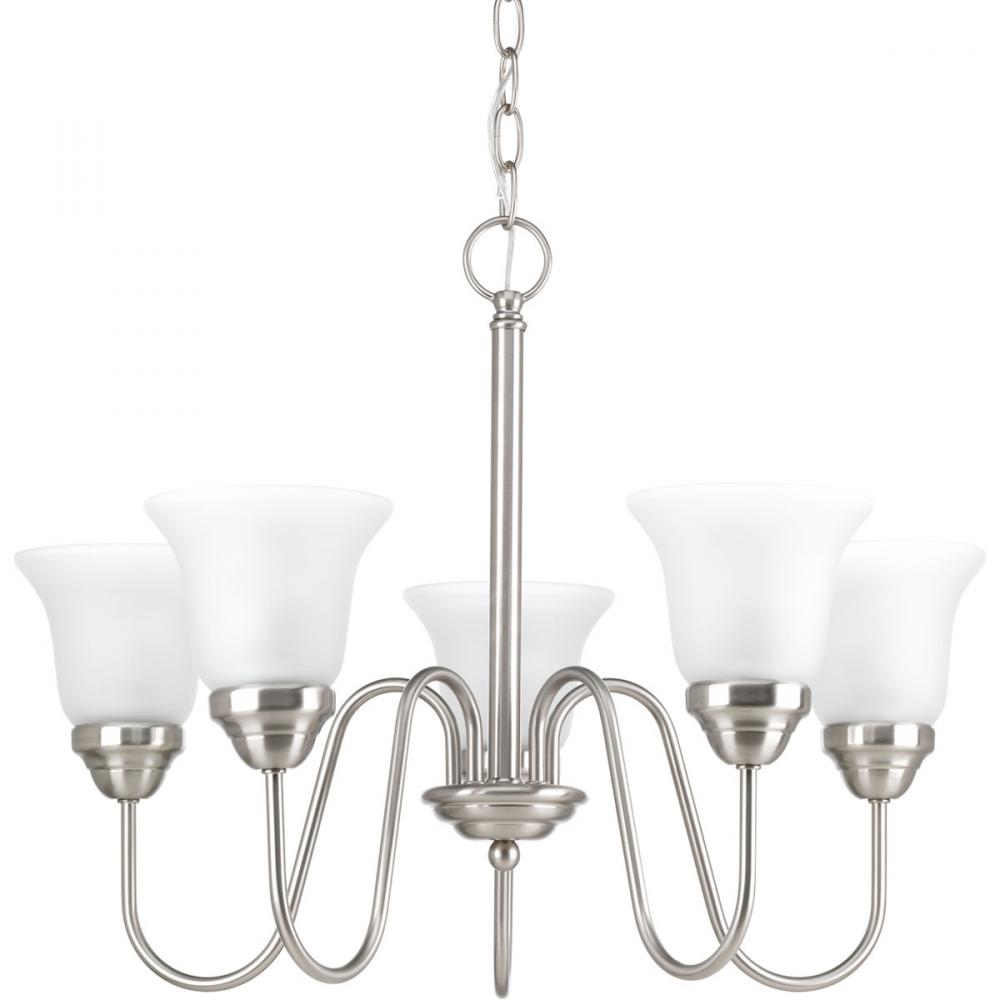 Classic Collection Five-Light Brushed Nickel Etched Glass Traditional Chandelier Light