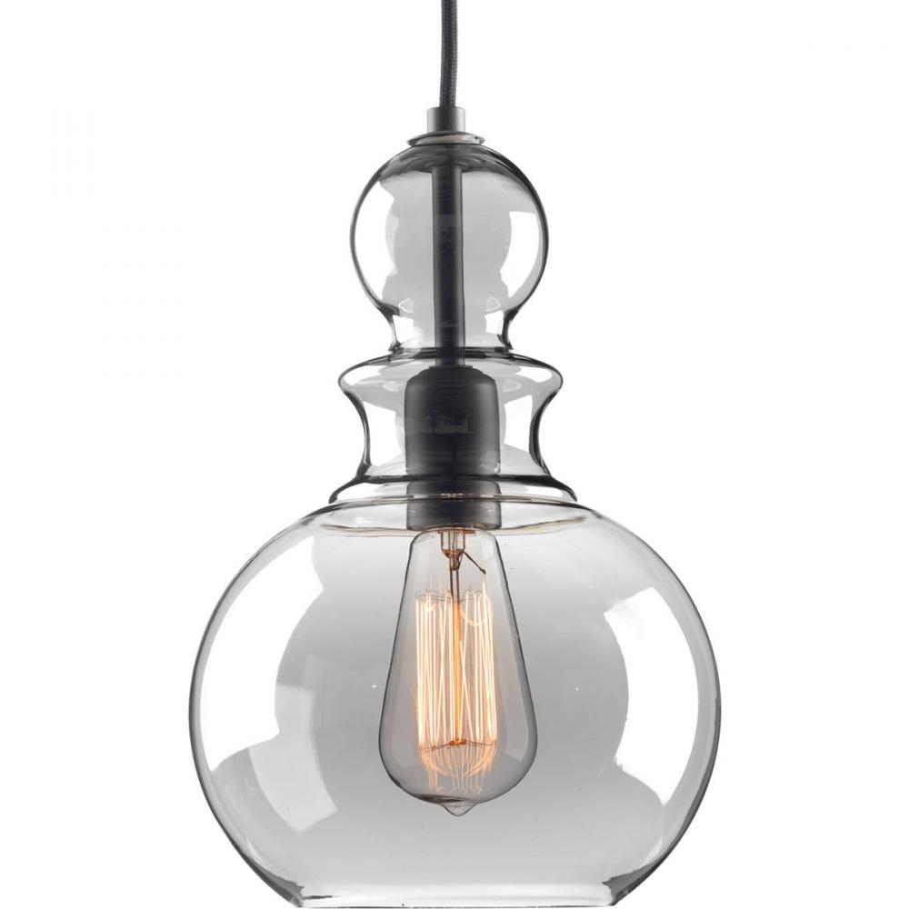 Staunton Collection One-Light Graphite Smoke Glass Global Pendant Light