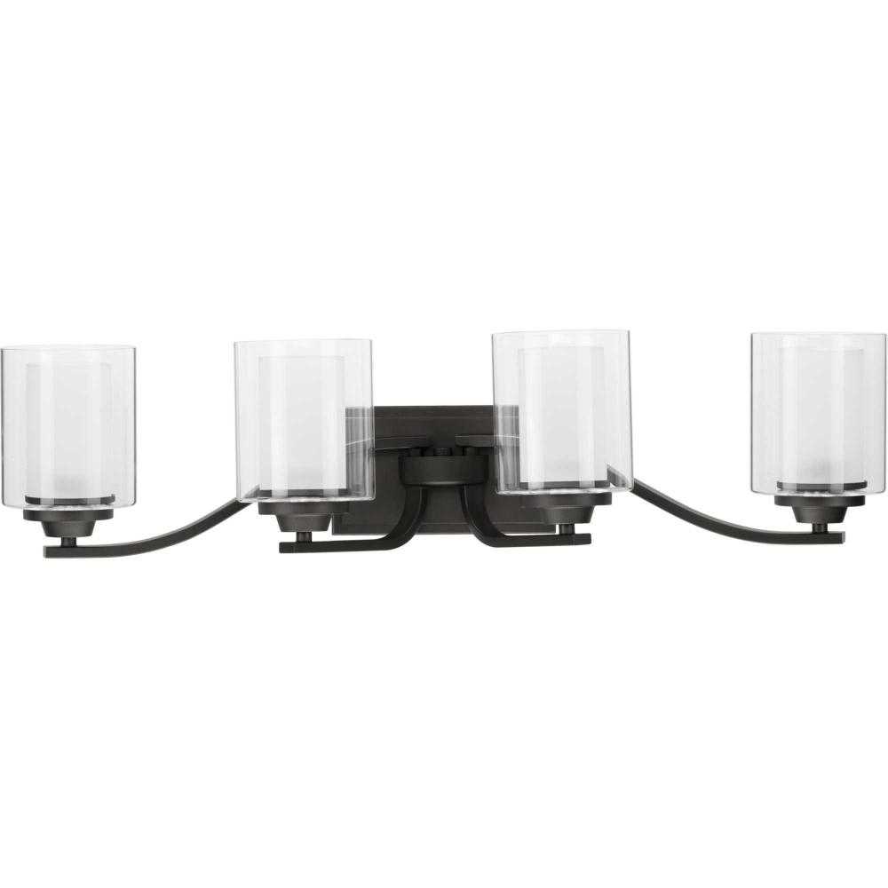 Kene Collection Four-Light Graphite Clear Glass Craftsman Bath Vanity Light