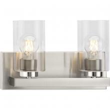 Progress P300387-009 - Goodwin Collection Two-Light Brushed Nickel Modern Vanity Light with Clear Glass