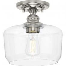 Progress P350214-009 - Aiken Collection One-Light Brushed Nickel Clear Glass Farmhouse Flush Mount Light