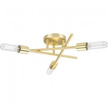 Progress P350225-012 - Astra Collection Three-Light 18" Satin Brass Modern Semi-Flush Mount Light