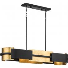 Progress P400352-031 - Lowery Collection Four-Light Textured Black Industrial Luxe Linear Chandelier with Distressed Gold L