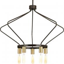 Progress P400105-020 - Hangar Collection Five-Light Antique Bronze Farmhouse Chandelier Light