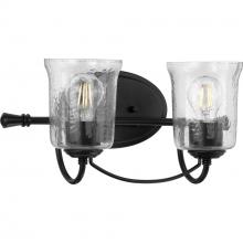 Progress P300254-031 - Bowman Collection Two-Light Matte Black Clear Chiseled Glass Coastal Bath Vanity Light