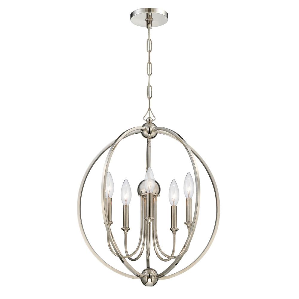 Libby Langdon Sylvan 5 Light Polished Nickel Chandelier