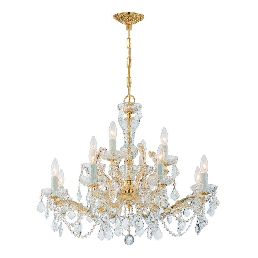 Maria Theresa 12 Light Clear Italian Crystal Gold Chandelier