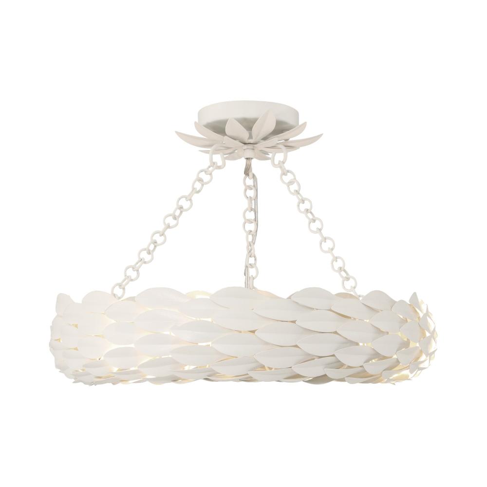 Broche 6 Light LED Matte White Semi Flush Mount