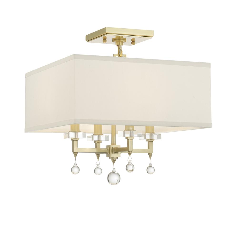 Paxton 4 Light Aged Brass Semi Flush Mount