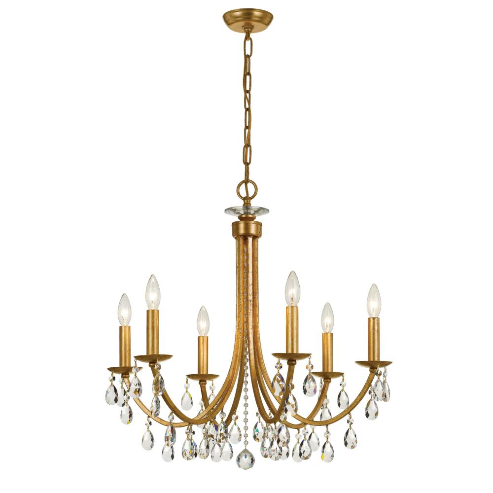 Bridgehampton 26'' Hand Cut Crystal Antique Gold Chandelier