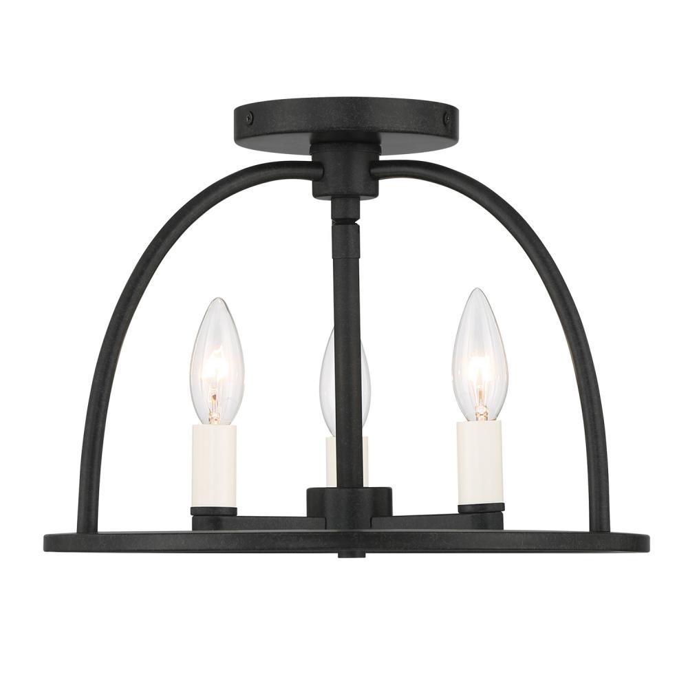 Abbott 3 Light Black Semi Flush Mount