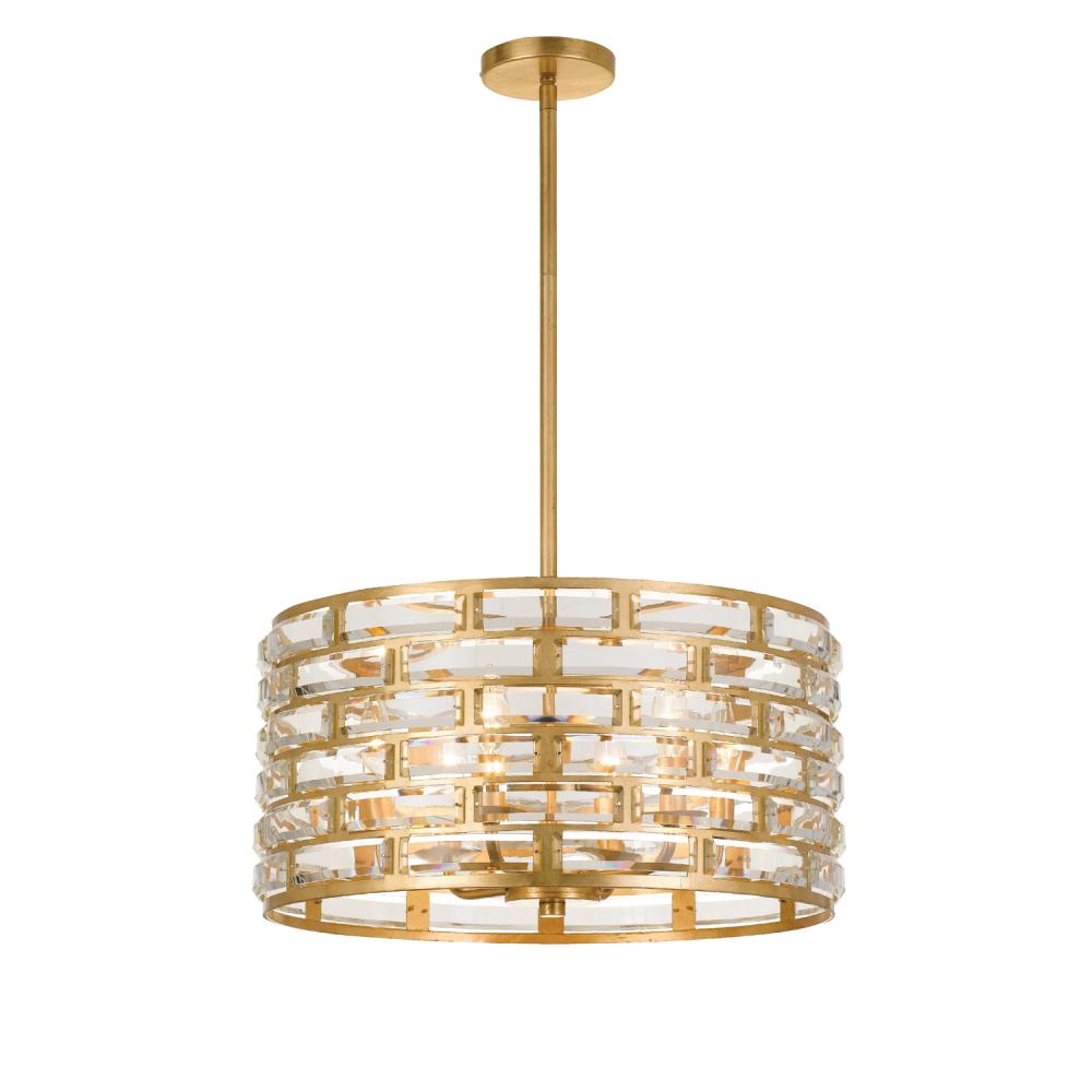 Meridian 6 Light Antique Gold Pendant