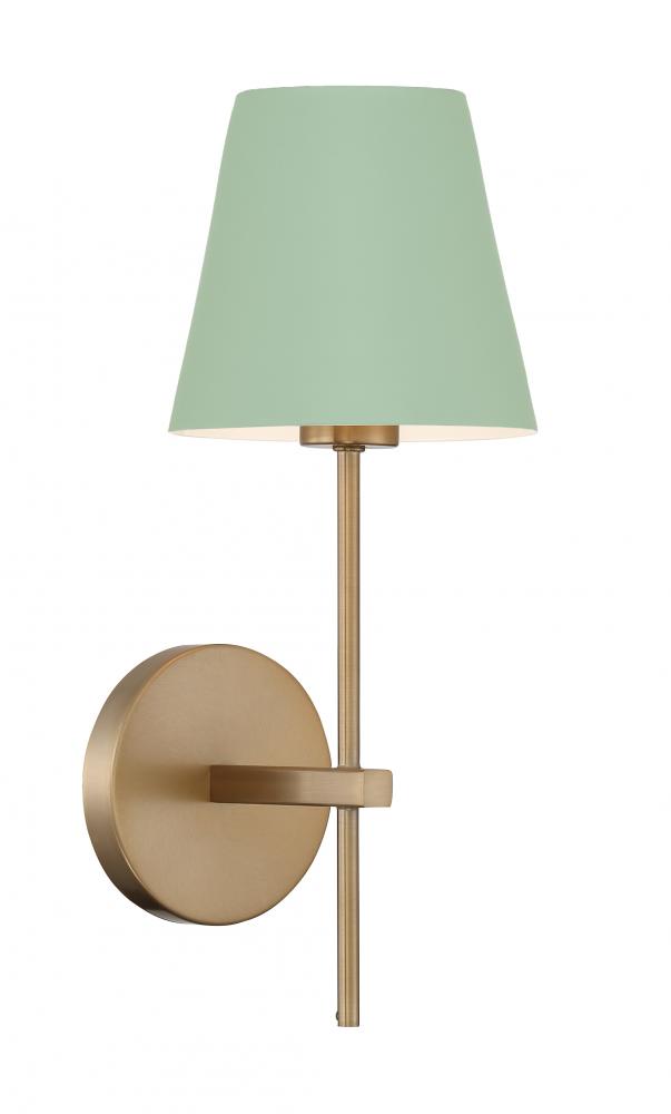 Xavier 1 Light Vibrant Gold + Green Sconce