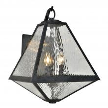 Crystorama GLA-9702-WT-BC - Brian Patrick Flynn Glacier 3 Light Black Charcoal Outdoor Sconce