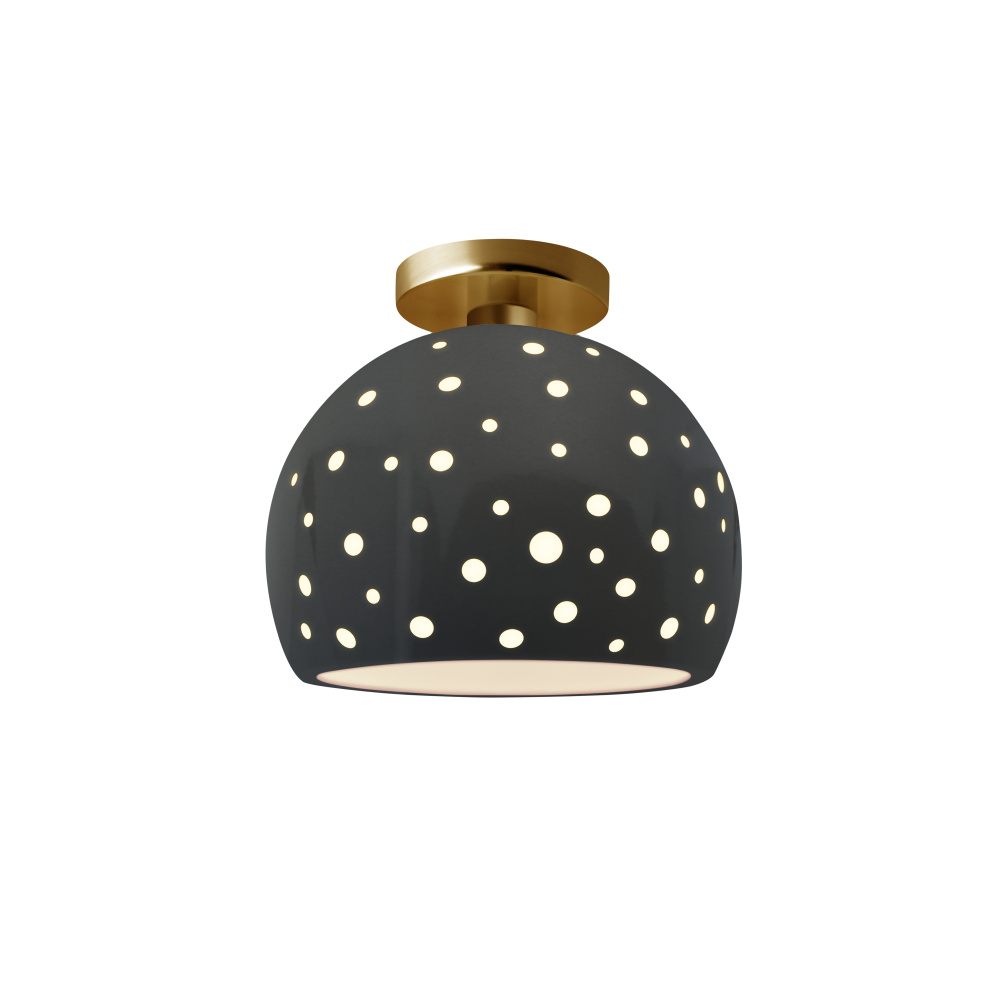 Perforated Medium Globe LED Semi-Flush