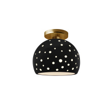 Justice Design Group CER-6357-BLK-BRSS - Perforated Small Globe Semi-Flush