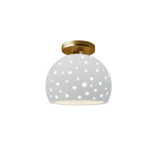 Justice Design Group CER-6357-WHT-BRSS - Perforated Small Globe Semi-Flush