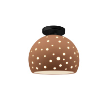 Justice Design Group CER-6359-ADOB-MBLK - Perforated Medium Globe Semi-Flush