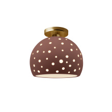 Justice Design Group CER-6359-CLAY-BRSS - Perforated Medium Globe Semi-Flush
