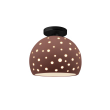 Justice Design Group CER-6359-CLAY-MBLK - Perforated Medium Globe Semi-Flush
