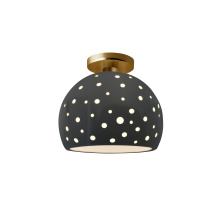 Justice Design Group CER-6359-GRY-BRSS-LED1-700 - Perforated Medium Globe LED Semi-Flush