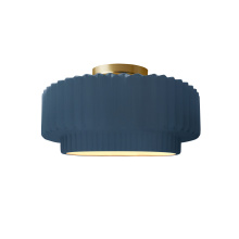 Justice Design Group CER-6370-MID-BRSS - Small Tier Pleated Semi-Flush