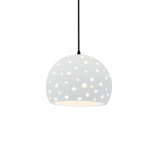 Justice Design Group CER-6580-WHT-MBLK-BKCD - Small Globe 1-Light Pendant