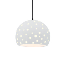 Justice Design Group CER-6585-WHT-MBLK-BKCD-LED1-700 - Perforated Large Globe LED 1-Light Pendant