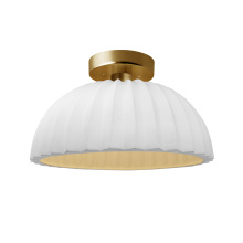 Justice Design Group CER-6623-BIS-BRSS-LED1-700 - Pleated Dome LED Semi-Flush