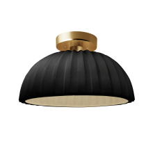 Justice Design Group CER-6623-BLK-BRSS - Pleated Dome Semi-Flush