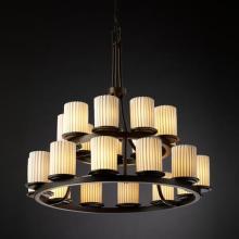 Justice Design Group POR-8767-10-WAVE-MBLK - Dakota 21-Light 2-Tier Ring Chandelier