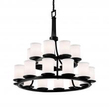 Justice Design Group FAB-8767-10-WHTE-MBLK - Dakota 21-Light 2-Tier Ring Chandelier