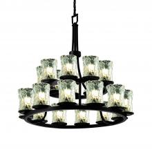 Justice Design Group GLA-8767-16-CLRT-MBLK - Dakota 21-Light 2-Tier Ring Chandelier