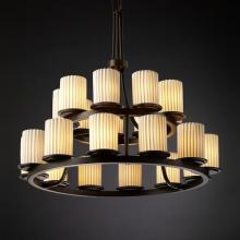 Justice Design Group POR-8767-10-PLET-DBRZ-LED21-14700 - Dakota 21-Light 2-Tier Ring LED Chandelier