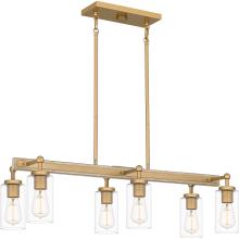 Quoizel KEL633NWS - Kelleher 6-Light Nouveau Painted Weathered Brass Linear Chandelier