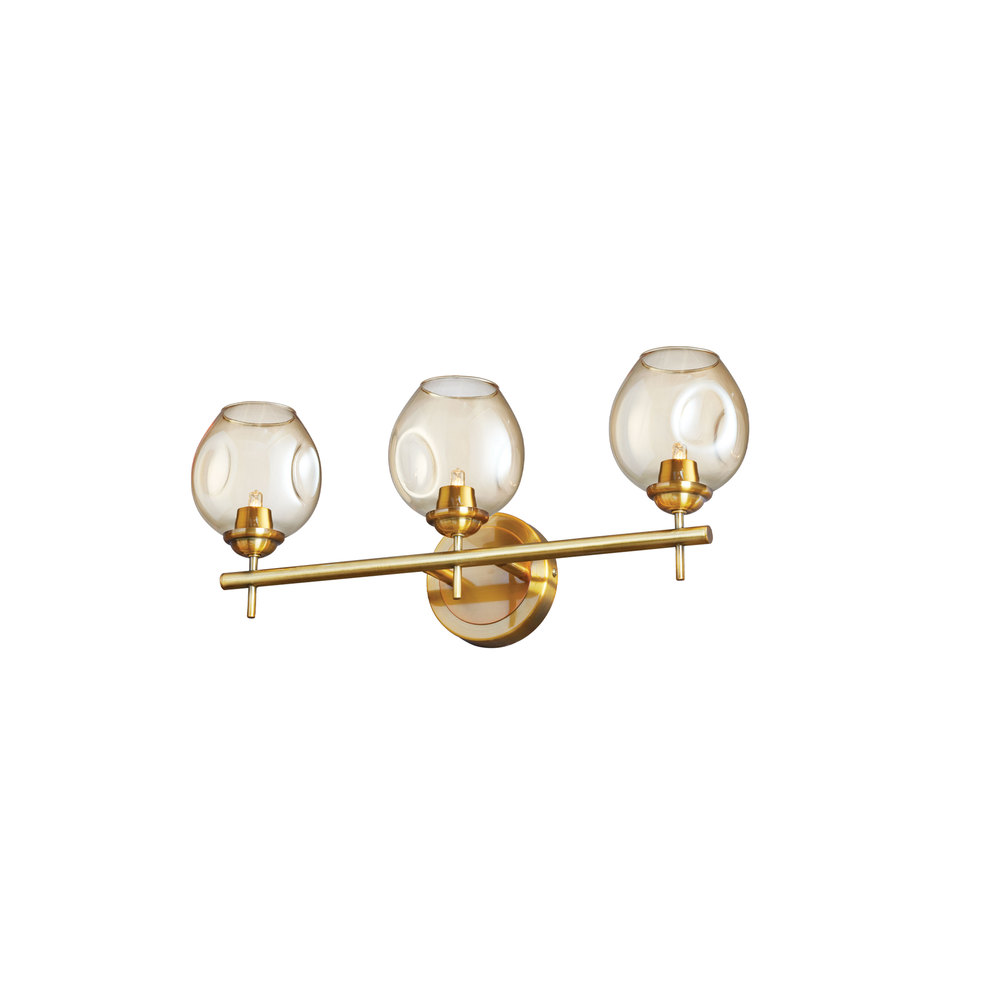 3 Light Halogen Vanity Vintage Bronze with Champagne Glass