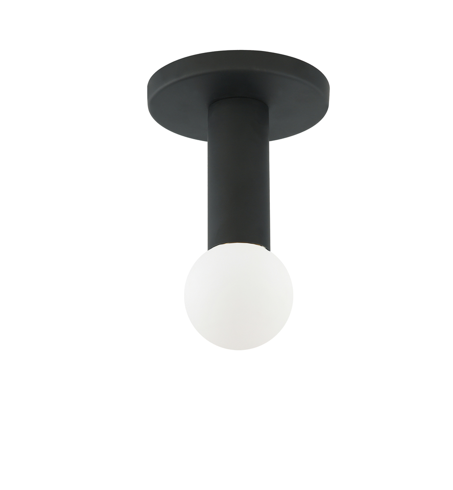 1 Light Incandescent Flush Mount, Matte Black