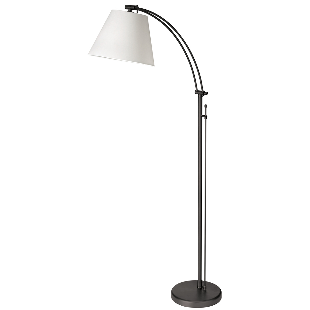 1LT Incan Adjustable Floor Lamp, MB w/ WH Shade