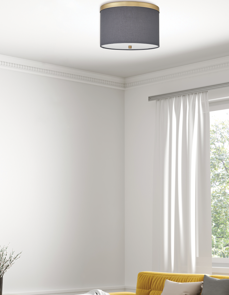 2LT Flush Mount, AGB w/ GRY Shade