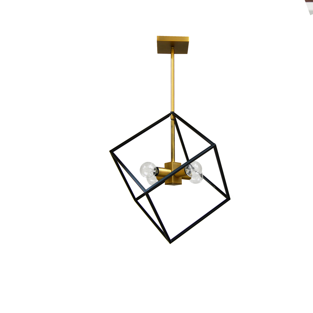 4 Light Pendant, Vintage Bronze / Matte Black Finish