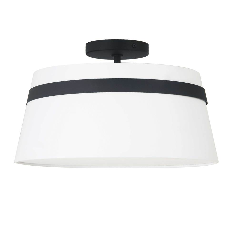 3LT Semi-Flush Mount, MB w/ WH Shade