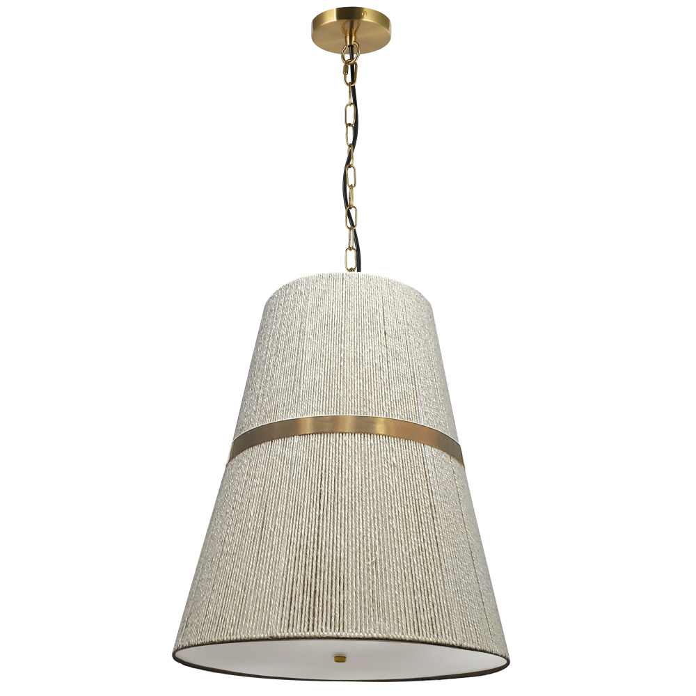 3LT Pendant, AGB w/ Natural WH String Shade