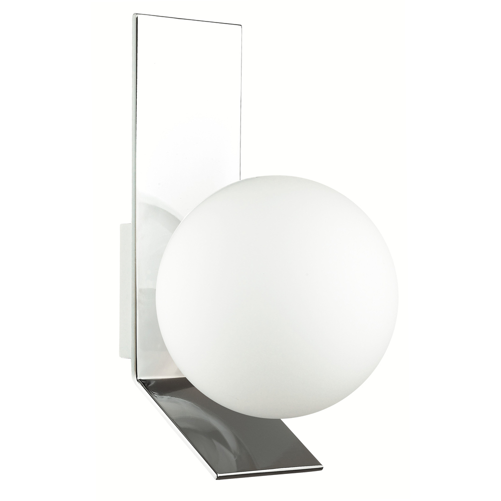 1LT Halogen Wall Sconce, PC w/ Opal White Glass