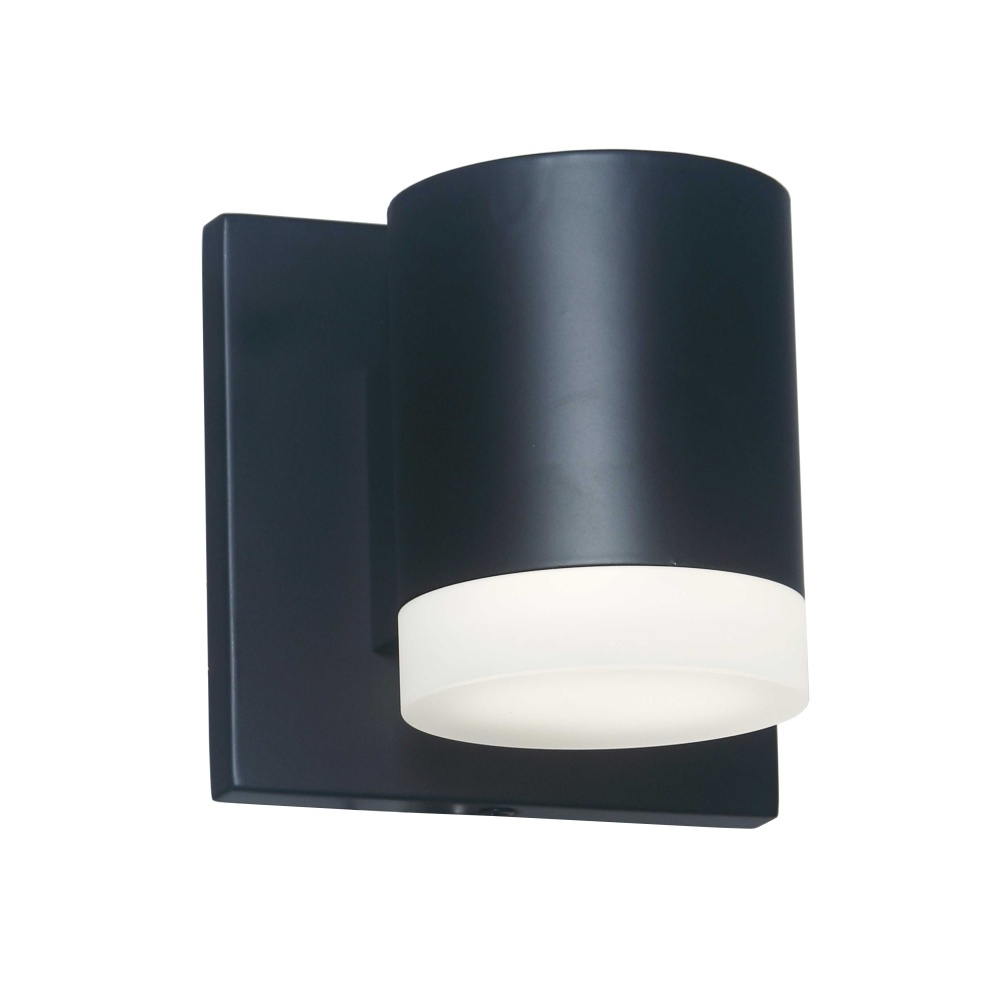 7W Wall Sconce, Matte Black w/ Frosted Acrylic Diffuser