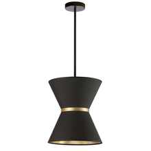 Dainolite CTN-121P-MB-698 - 1LT Incand Pendant, MB w/ GLD ring, BK/GLD Shade