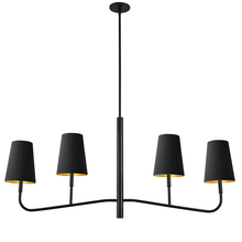 Dainolite ELN-534HC-MB-698 - 4 Light Incandescent Horizontal Chandelier Matte Black with Black Shades