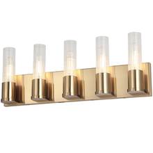 Dainolite TBE-225W-AGB - 5 Light Incandescent Vanity, Aged Brass w/ Clear Fluted Glass