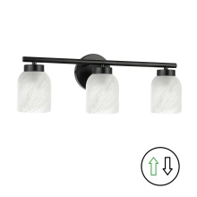 Dainolite VND-213W-MB-ALB - 3 Light Vanity, Matte Black w/ Faux Alabaster