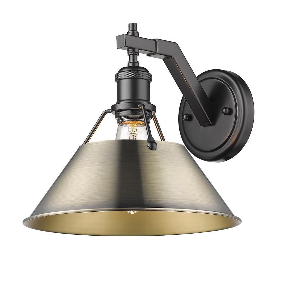 Orwell 1-Light Wall Sconce in Matte Black with Aged Brass